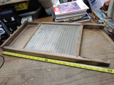 Vtg Antique Primitive Double Sided Glass Course Fabric Fine Linen Washboard Ohio