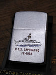 Zippo 1989 USS Ship Capodanna FF 1093 Cigarette Lighter Brushed Stainless Nice!
