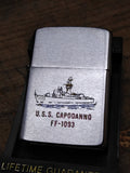 Zippo 1989 USS Ship Capodanna FF 1093 Cigarette Lighter Brushed Stainless Nice!
