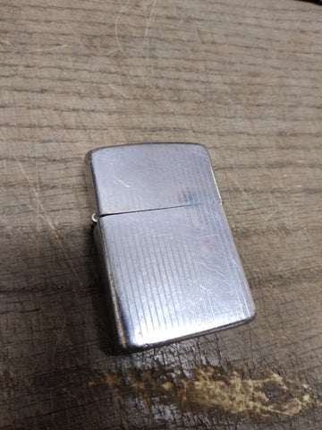 Vtg 1976 Zippo Cigarette Lighter Pin Striped No Initials Chrome Good Snap USA!