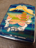 Vtg Post War Prince Memory Of Japan Cigarette Case Lighter Painted Map Of Japan