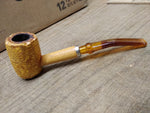 Vtg Missouri Meerschaum Half Bent Corn Cob Pipe Amber Stem Good Shape