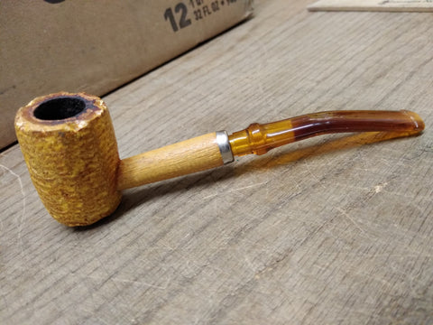 Vtg Missouri Meerschaum Half Bent Corn Cob Pipe Amber Stem Good Shape