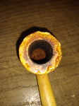 Vtg Missouri Meerschaum Half Bent Corn Cob Pipe Amber Stem Good Shape