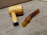 Vtg Missouri Meerschaum Half Bent Corn Cob Pipe Amber Stem Good Shape