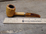 Vtg Missouri Meerschaum Half Bent Corn Cob Pipe Amber Stem Good Shape