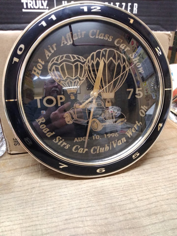 Vtg 1996 Hot Air Affair Car Show Wall Clock Road Sirs Car Club Van Wert Oh Works