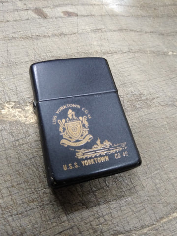 Vtg 1994 Zippo Cigarette Lighter USS Yorktown CG 48 US Navy Black Matte Nice!