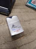Vtg 1994 Zippo Cigarette Lighter USS Yorktown CG 48 US Navy Polished Chrome Box