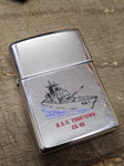 Vtg 1994 Zippo Cigarette Lighter USS Yorktown CG 48 US Navy Polished Chrome Box