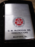 Vtg 1964 Zippo Cigarette Lighter McCrossin Constructors Bellefonte Pa Very Nice!