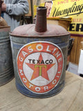Vtg Service Station Texaco Star Gasoline and Motor Oil Galvanized Water Can