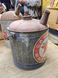Vtg Service Station Texaco Star Gasoline and Motor Oil Galvanized Water Can
