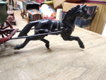Vtg Cast Iron Toy Black Horse Drawn Freight Hay Farmers Green #441 Wagon 14 Inch