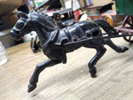 Vtg Cast Iron Toy Black Horse Drawn Freight Hay Farmers Green #441 Wagon 14 Inch