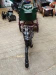 Vtg Cast Iron Toy Black Horse Drawn Freight Hay Farmers Green #441 Wagon 14 Inch