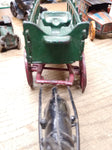 Vtg Cast Iron Toy Black Horse Drawn Freight Hay Farmers Green #441 Wagon 14 Inch
