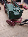 Vtg Cast Iron Toy Black Horse Drawn Freight Hay Farmers Green #441 Wagon 14 Inch