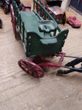 Vtg Cast Iron Toy Black Horse Drawn Freight Hay Farmers Green #441 Wagon 14 Inch