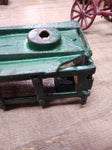 Vtg Cast Iron Toy Black Horse Drawn Freight Hay Farmers Green #441 Wagon 14 Inch