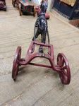 Vtg Cast Iron Toy Black Horse Drawn Freight Hay Farmers Green #441 Wagon 14 Inch