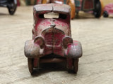 Vtg 1930's Kilgore Cast Iron Red Toy 2 Door Sedan w/ Driver and 3 Passengers 3"