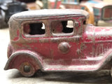 Vtg 1930's Kilgore Cast Iron Red Toy 2 Door Sedan w/ Driver and 3 Passengers 3"