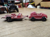 Vtg Tootsie Toy Die Cast Red Dune Buggy with Motorcycle Trailer