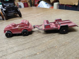 Vtg Tootsie Toy Die Cast Red Dune Buggy with Motorcycle Trailer