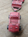 Vtg Tootsie Toy Die Cast Red Dune Buggy with Motorcycle Trailer