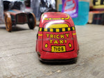 Vtg Marx Tricky Taxi 7108 Tin Wind Up Orange Toy Car No Key Parts/Repair Lot