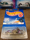 Vtg NOS 3 Pc Hot Wheels Diecast Motorcycle Lot Airy 8 Hammer Sled + Display Pack
