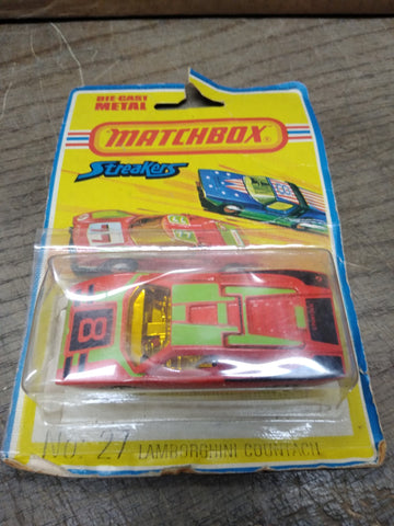 Vtg NOS 70s Matchbox Streakers #27 Lamborghini Countach Diecast Car Display Pack