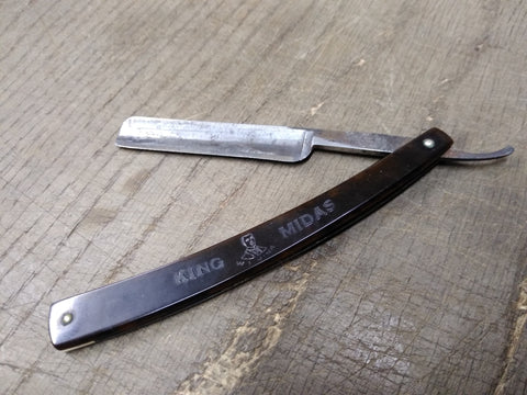 Vtg Antique King Midas Barber Straight Razor Indiana Pa Nice Scales!