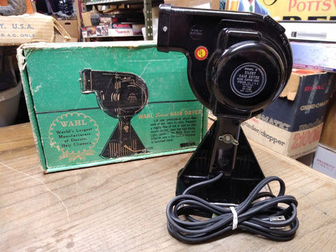 Vtg 50's WAHL Model G Silent Hair Dryer Art Deco Bakelite Original Box Works!