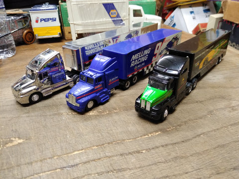 3 Pc Racing Champions Diecast Semi Truck/Trailer Lot Polaris John Deere Melling