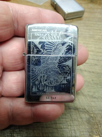 Vtg 1994 Zippo Cigarette Lighter American Eagle Logo 200th Anniversary #53,964