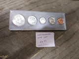 Vtg 1963 90% Silver 5 Coin Year Set Collection in Whitman Plastic Holder