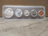 Vtg 1963 90% Silver 5 Coin Year Set Collection in Whitman Plastic Holder