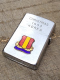Vtg Unbranded Cigarette Lighter Christmas 1954 Korea 106th Tankers Division Nice