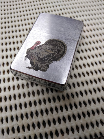 Vtg 1993 Zippo Cigarette Lighter Strutting Turkey Brushed Chrome Nice Made USA!
