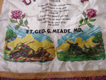 Vtg Fort Geo G Meade MD US Army WWII Military Satin Pillow Cover Sham for Mother