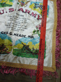 Vtg Fort Geo G Meade MD US Army WWII Military Satin Pillow Cover Sham for Mother