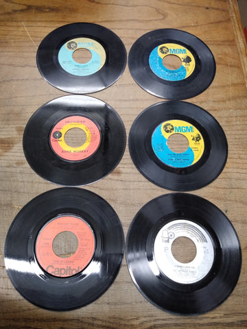 Vtg 6 Pc 45 RPM Record Lot Silvers Partridge Family A Murray Donny & Marie Osmon
