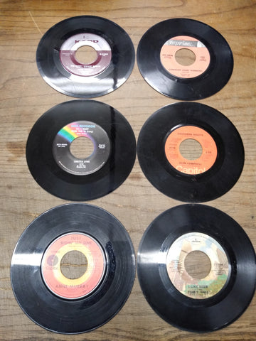 Vtg 6 Pc 45 RPM Record Lot Anne Murray Tom T Hall Loretta Lynn Glenn Campbell