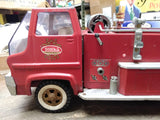 Vtg 1960's Tonka Gas Turbine Pumper Fire Truck Pressed Steel Red w/Ladder & Hose
