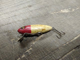 Vtg Paw Paw Glass Eye Wood Fishing Lure Plug Red Head White Body Fresh Water
