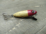 Vtg Paw Paw Glass Eye Wood Fishing Lure Plug Red Head White Body Fresh Water