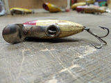 Vtg Paw Paw Glass Eye Wood Fishing Lure Plug Red Head White Body Fresh Water