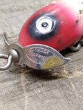 Vtg Shakespeare Wooden Midget Spinner Fresh Water Red White Fishing Lure Plug